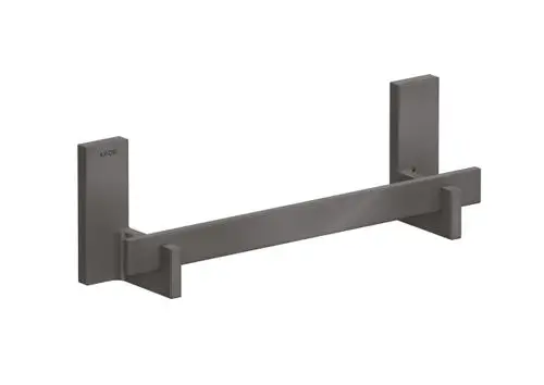 Wandmontierte Haltestange in gebürstetem schwarzem Chrom von AXOR, rechteckiges Design mit zwei vertikalen Aufhängungen an den Enden.